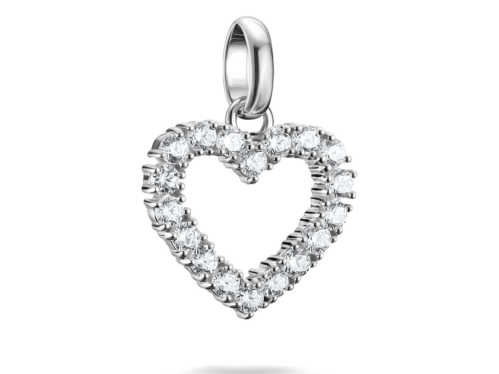 Charm von Thomas Sabo aus Silber in Herzform, verziert mit Zirkonia-Steinen, passend für den Charm Club CONNECT, elegante und zeitlose Schmuckstück.