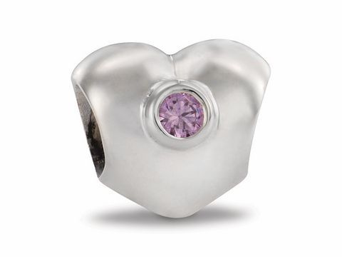 Silbernes Herz mit pinkem Zirkonia aus der PANDORA Moments Kollektion, Artikelnummer 790134-PCZ, ideal für kreative Armbänder und Schmuckliebhaber.