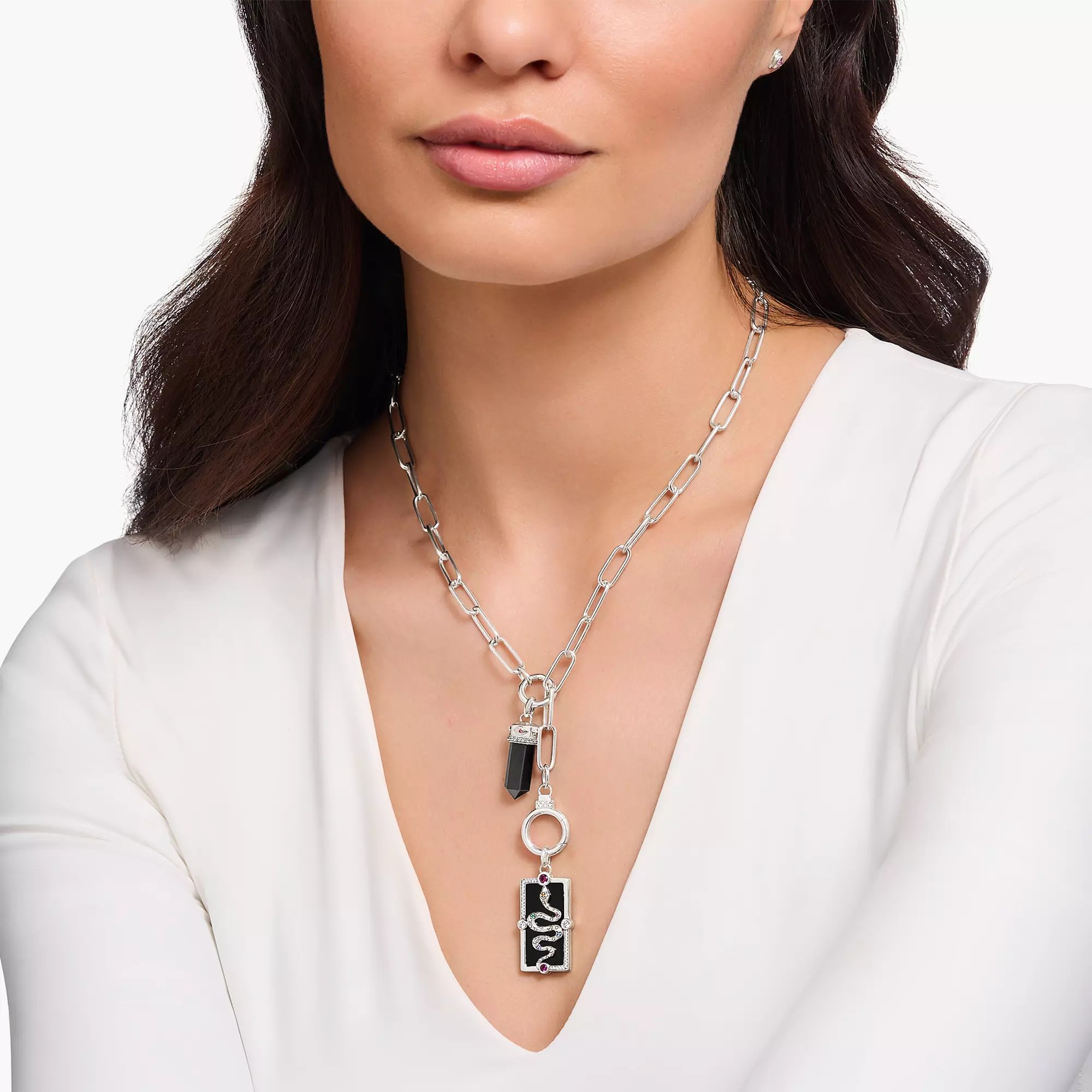 Thomas Sabo Anhänger - Silber geschw. & Onyx & Zirkonia - Schwarz - Pendel – Ansicht 3