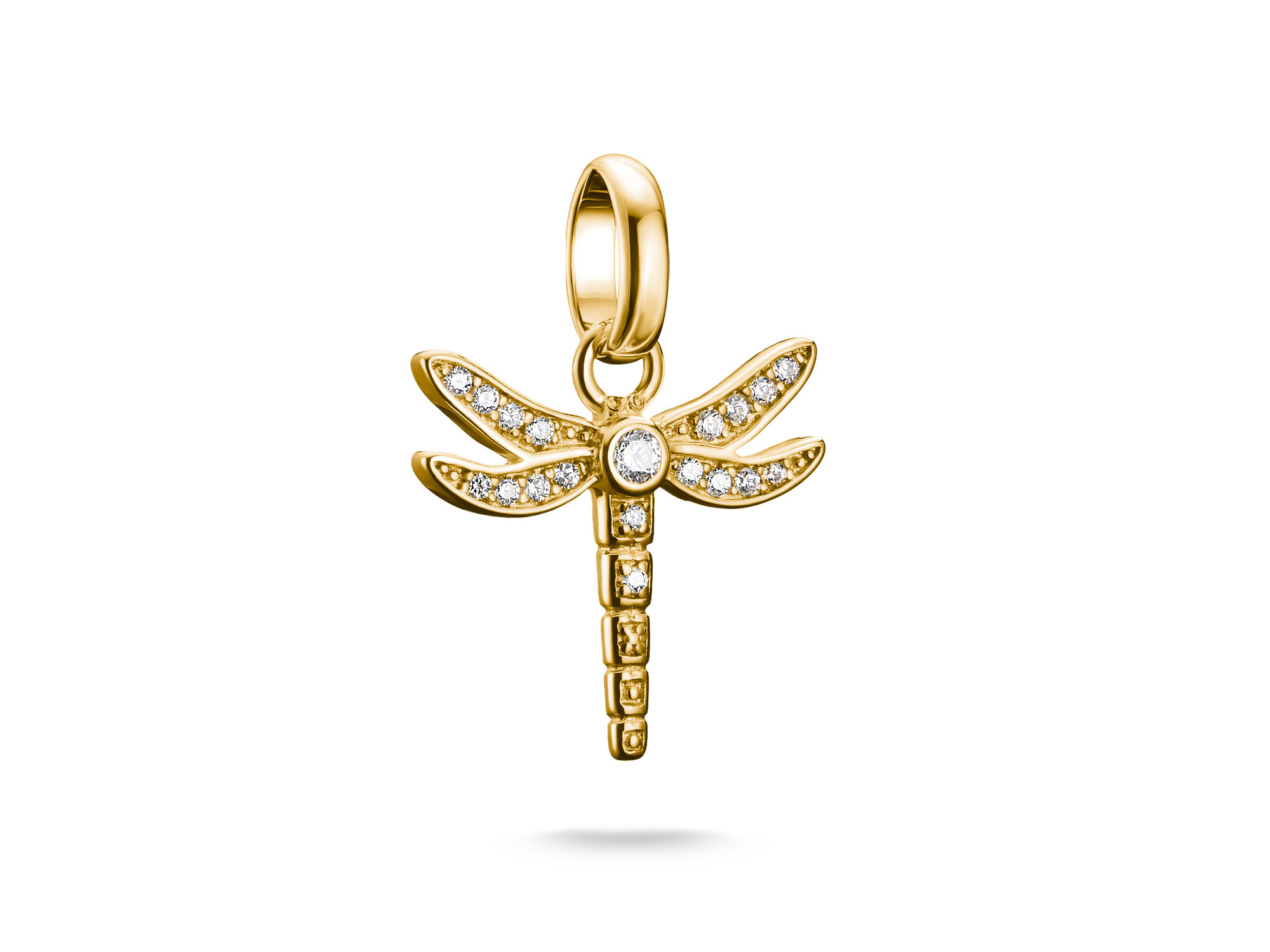 Thomas Sabo Connect CC1285-414-14 - Libelle - Charm mit Öse - Silber & Gelbgold Verg. + Zirkonia Charm in Form einer Libelle aus Silber und vergoldet in Gelbgold, verziert mit funkelnden Zirkoniasteinen, von Thomas Sabo, Charm Club CONNECT.