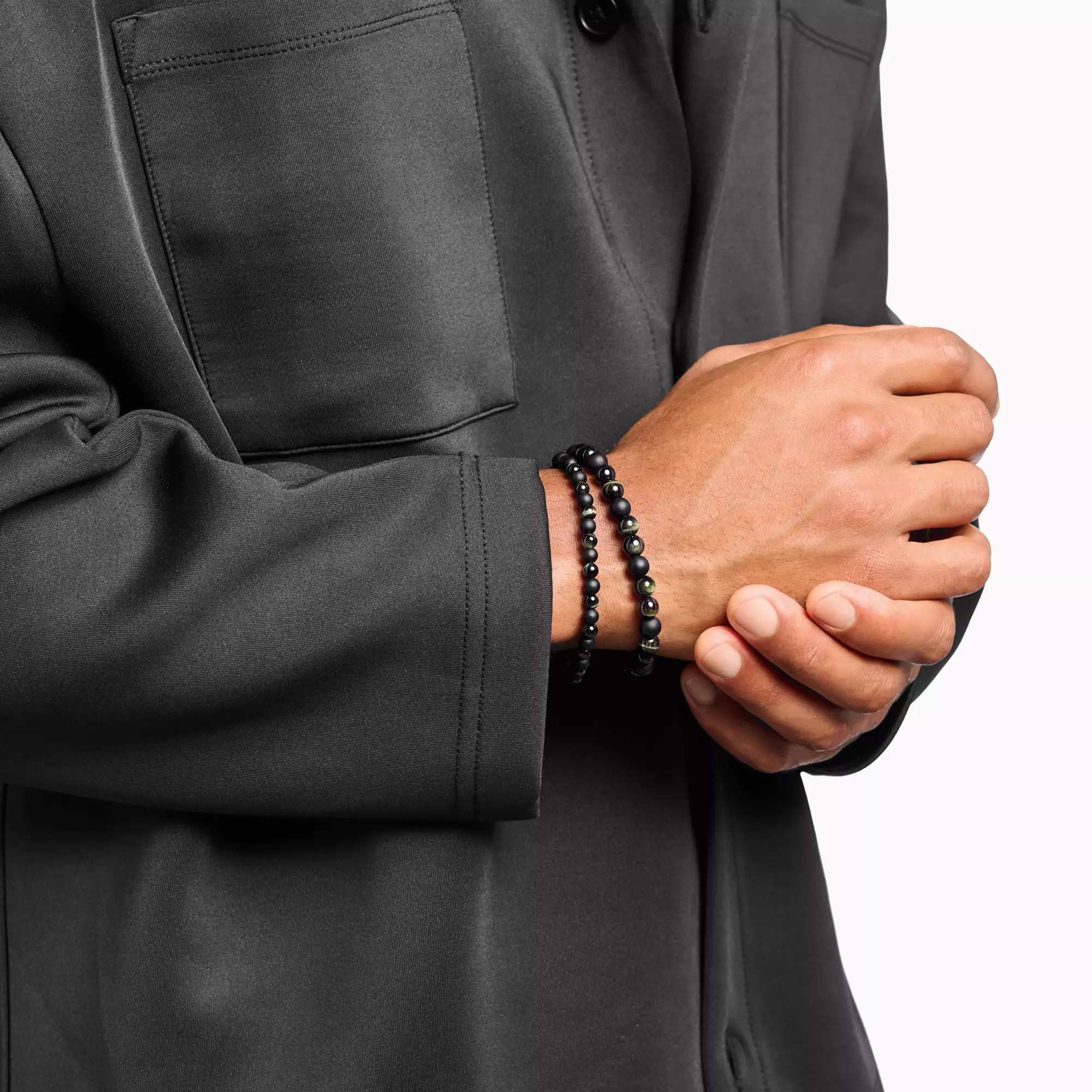 Thomas Sabo Talisman-Armband mit Tigerauge- und Obsidian-Beads – Silber – 17 cm – Ansicht 3