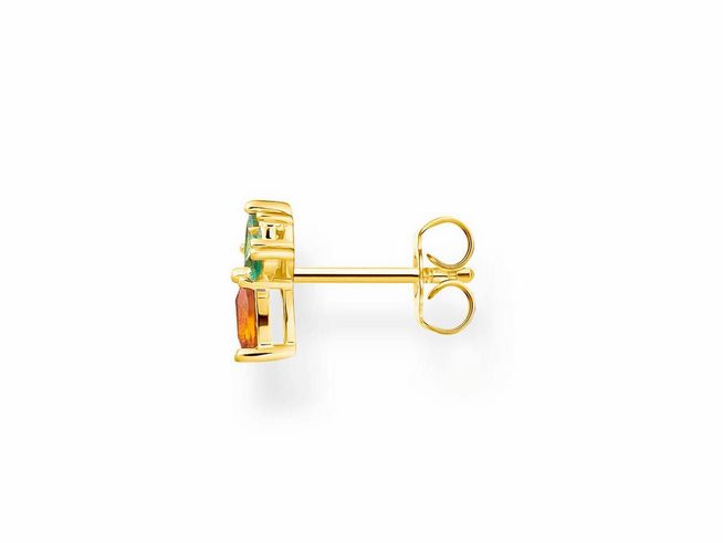 Ohrstecker aus Sterling Silber in vergoldetem Gelbgold mit Ananas-Design sowie Glas-Keramik Stein, hochwertig verarbeitet von Thomas Sabo, Modell H2191-472-7.