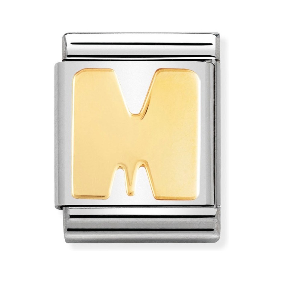 Nomination Composable Big Charm Buchstabe M - Edelstahl, Gold 750 Gelbgold
