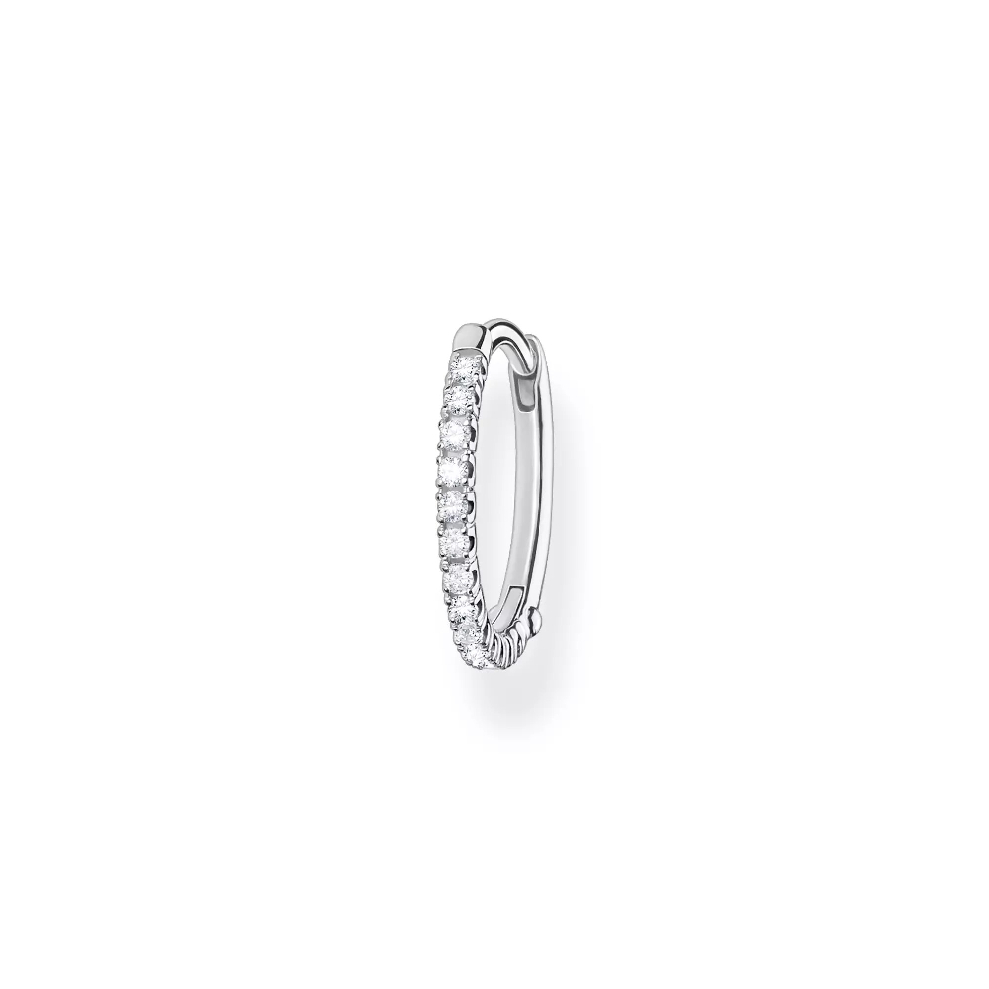 Thomas Sabo Einzel Creole weiße Steine silber – Zirkonia – 14 mm hoch