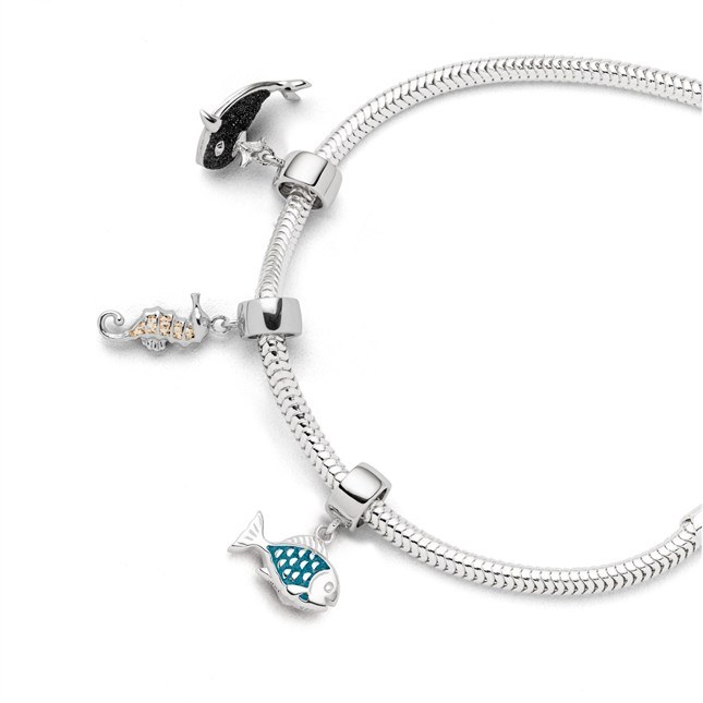 DUR Charm Fisch Steinsand Blau - Sterling Silber - Steinsand – Ansicht 2