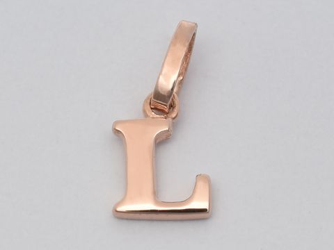 Buchstabe L Anhänger aus 925 Sterling Silber rosé vergoldet von Juwelier Harnisch, elegant und modern gestaltet, ideal als persönliches Schmuckstück oder Geschenk.