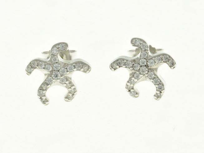 Seestern Ohrstecker aus Sterling Silber rhodiniert mit Zirkonia, ideal für Kinder, glänzendes Design in Form eines Seesterns, perfekte Ergänzung für zierlichen Schmuck.