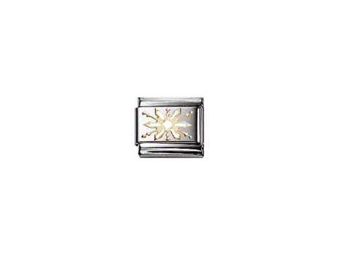 Emaillierter Charm von Nomination mit dem Motiv einer Schneeflocke in silberner Farbe, passend für das Classic Daily Life Armband.