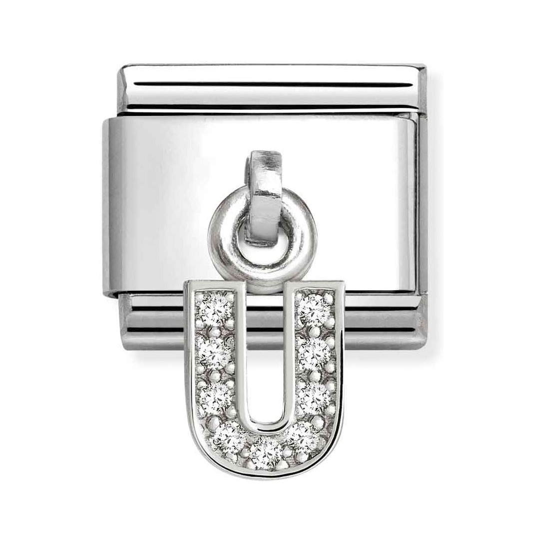 Classic Sterling Silber charm in Form des Buchstaben U mit Zirkonia besetzt, von Pandora, neu und funkelnd, ideal für individuelle Schmuckstücke oder Geschenke.