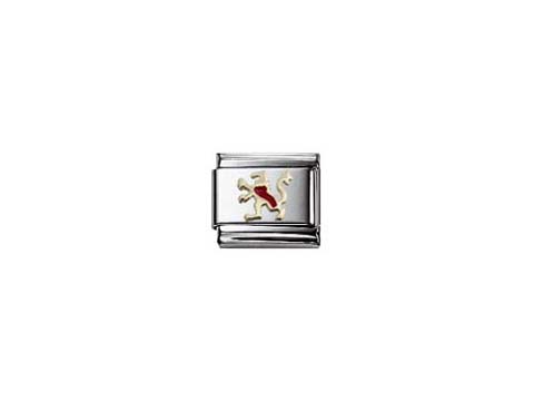 403025001-0 Ein silbernes Armbandglied mit einem schottischen Löwen in roter Emaillierung, entworfen von Nomination, Modell Classic UK, für stilvolle Schmuckliebhaber.