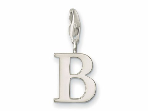 Silberner Buchstaben Charm Anhänger in Form des Buchstabens B von Thomas Sabo, Modell 0176-001-12, ideal zur Personalisierung von Schmuckstücken.