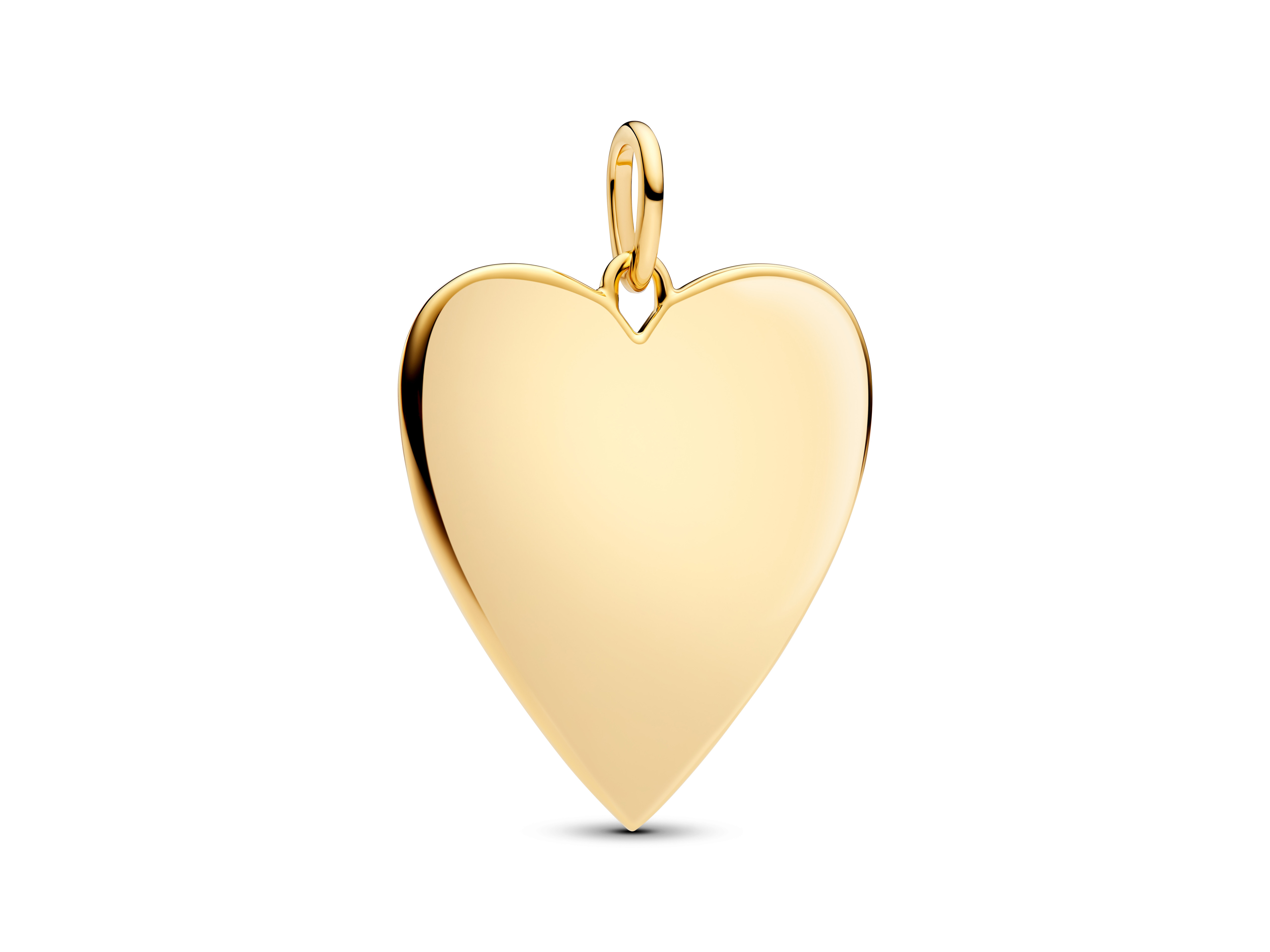 Großer Herz-Anhänger von Pandora aus gelbgold vergoldetem Material, glänzende Oberfläche, elegantes Design, ideal als Schmuckstück für besondere Anlässe oder als Geschenk.