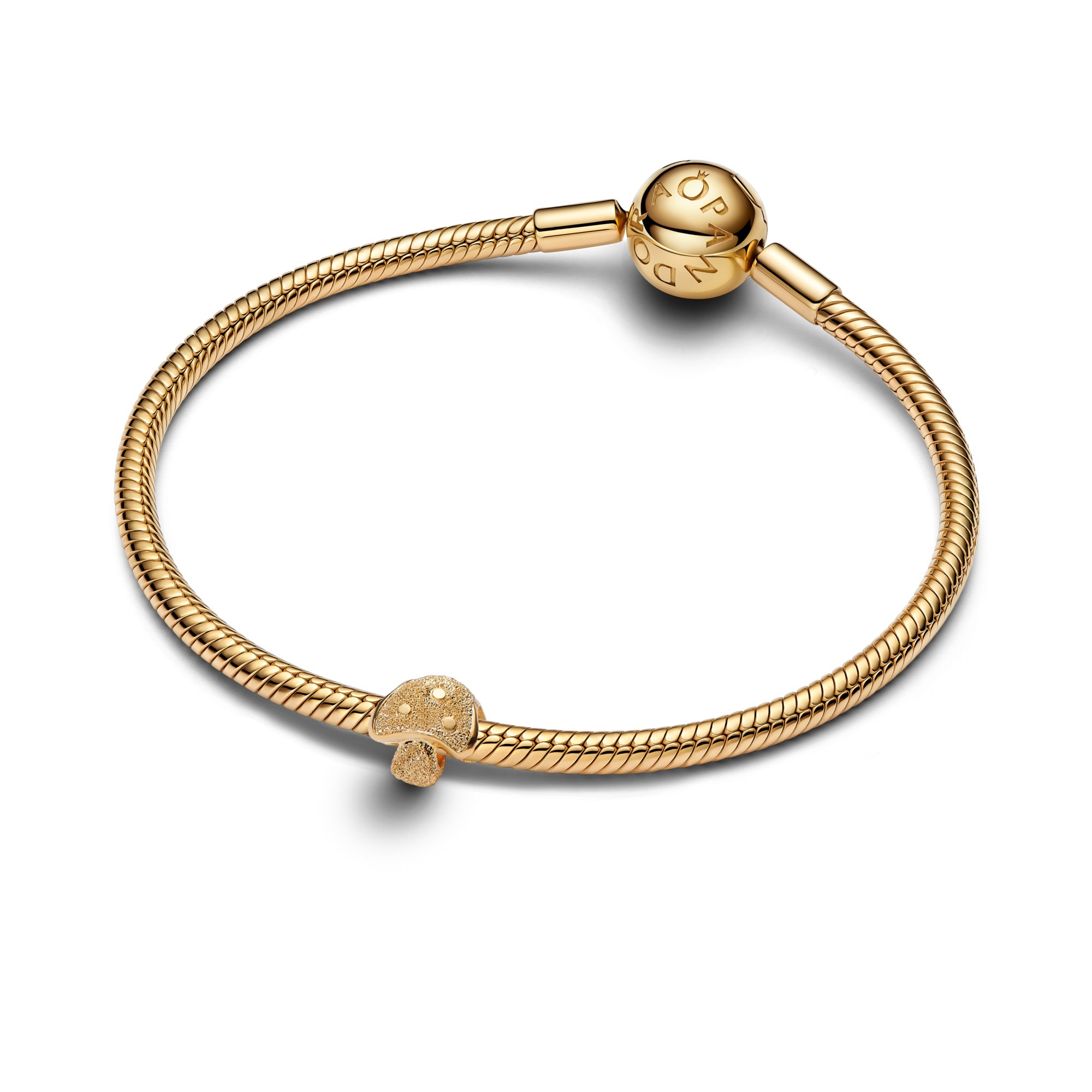 Pandora Strukturiertes Pilz Mini-Charm - Gelbgold Vergoldung – Ansicht 2