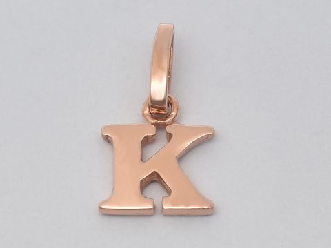 K Buchstaben Anhänger aus 925 Sterling Silber rosé vergoldet, Hersteller Juwelier Harnisch, stilvolles und zeitloses Design als persönliches Schmuckstück.