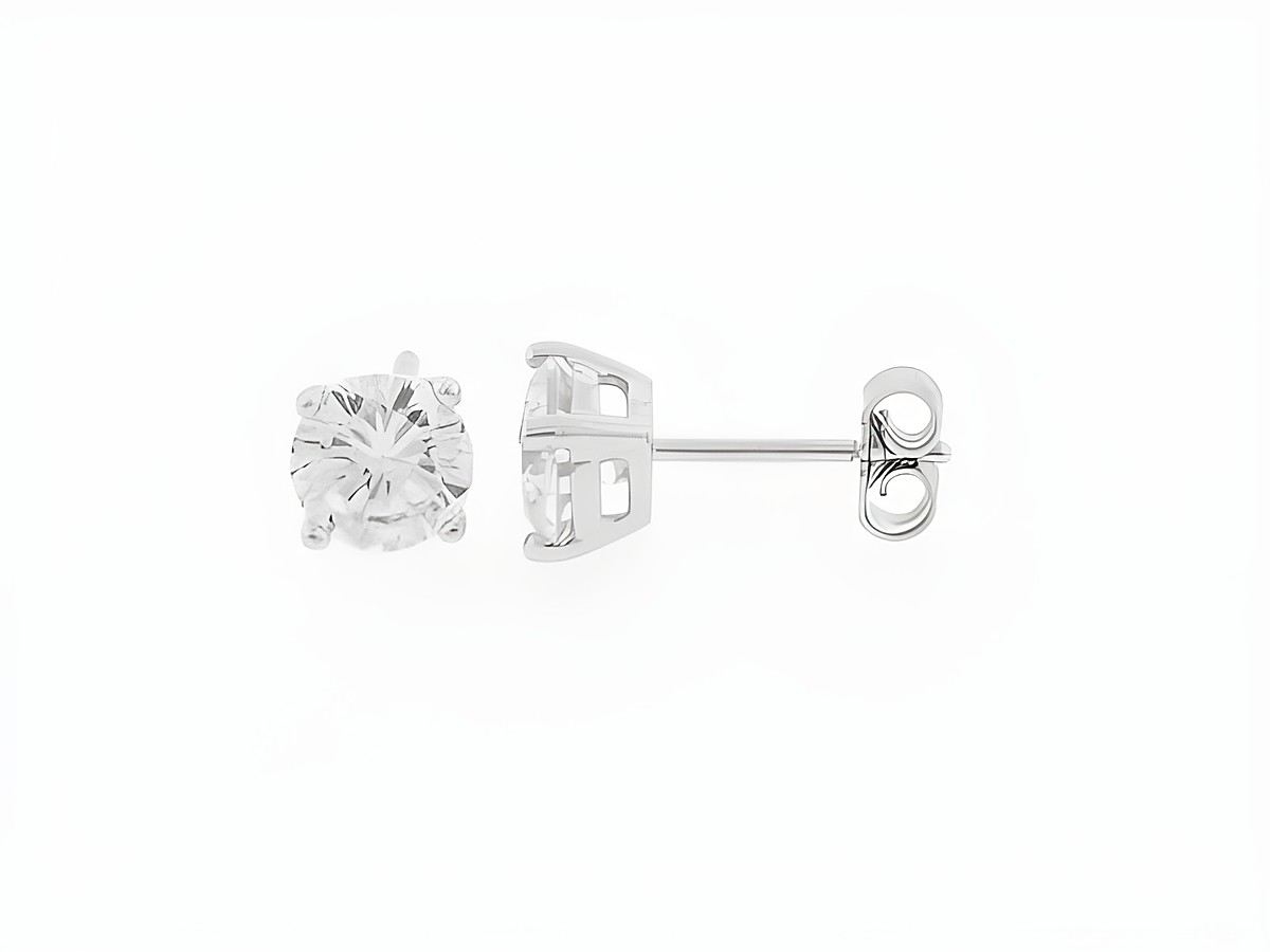 Silber Ohrringe rund aus 6 mm Zirkonia Stecker, hergestellt von Juwelier Harnisch, glänzen mit funkelndem Zirkonia, ideal für jeden Anlass.