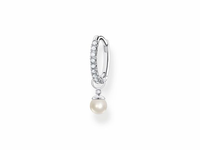 Ohrhänger aus Sterling Silber von Thomas Sabo mit einer Zuchtperle und Zirkonia, elegant und zeitlos gestaltet, ideal für besonderen Anlass oder Alltag.