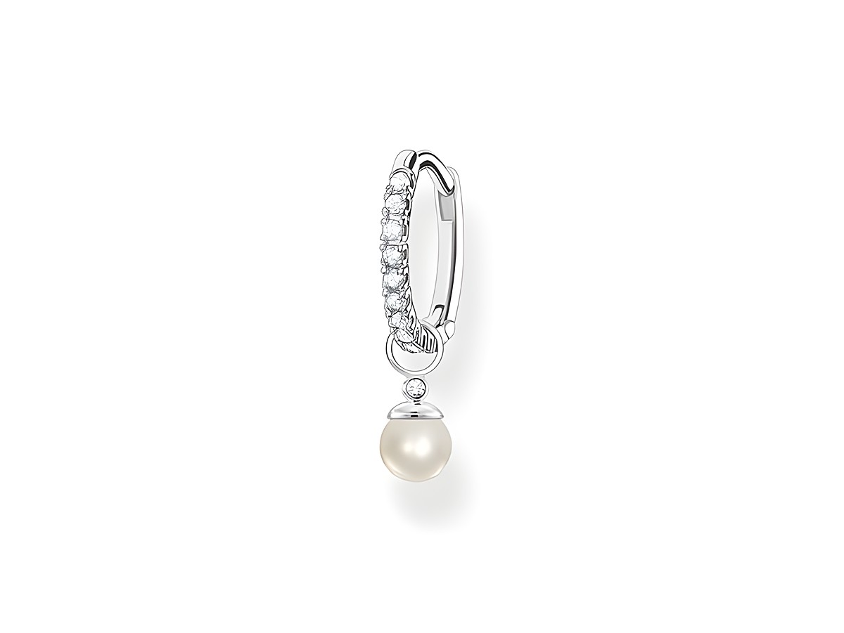 Ohrhänger aus Sterling Silber von Thomas Sabo mit einer Zuchtperle und Zirkonia, elegant und zeitlos gestaltet, ideal für besonderen Anlass oder Alltag.
