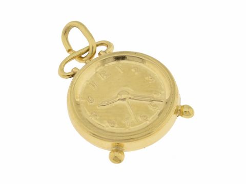 Wecker Anhänger aus 333 Gold, zeitloses Design, ca. 1,8 cm groß, hergestellt von Juwelier Harnisch, ideal als Schmuckstück für besondere Anlässe.