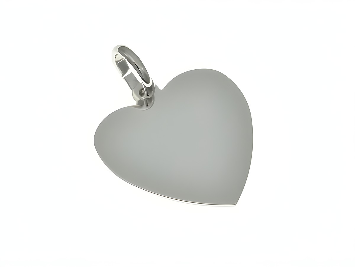 Gravurplatte Herz Anhänger aus rhodiniertem Sterling Silber, zeitlos und schlicht, hergestellt von Juwelier Harnisch. Ideal für persönliche Gravuren und als Geschenk.