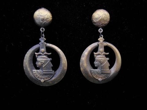 Ohrringe Ägyptische Prinzessin - Modeschmuck - goldenfarben symbolisch, Hersteller Juwelier Harnisch, einzigartige Ohrringe mit stilisierten Motiven und Ear Cuffs im ägyptischen Design.