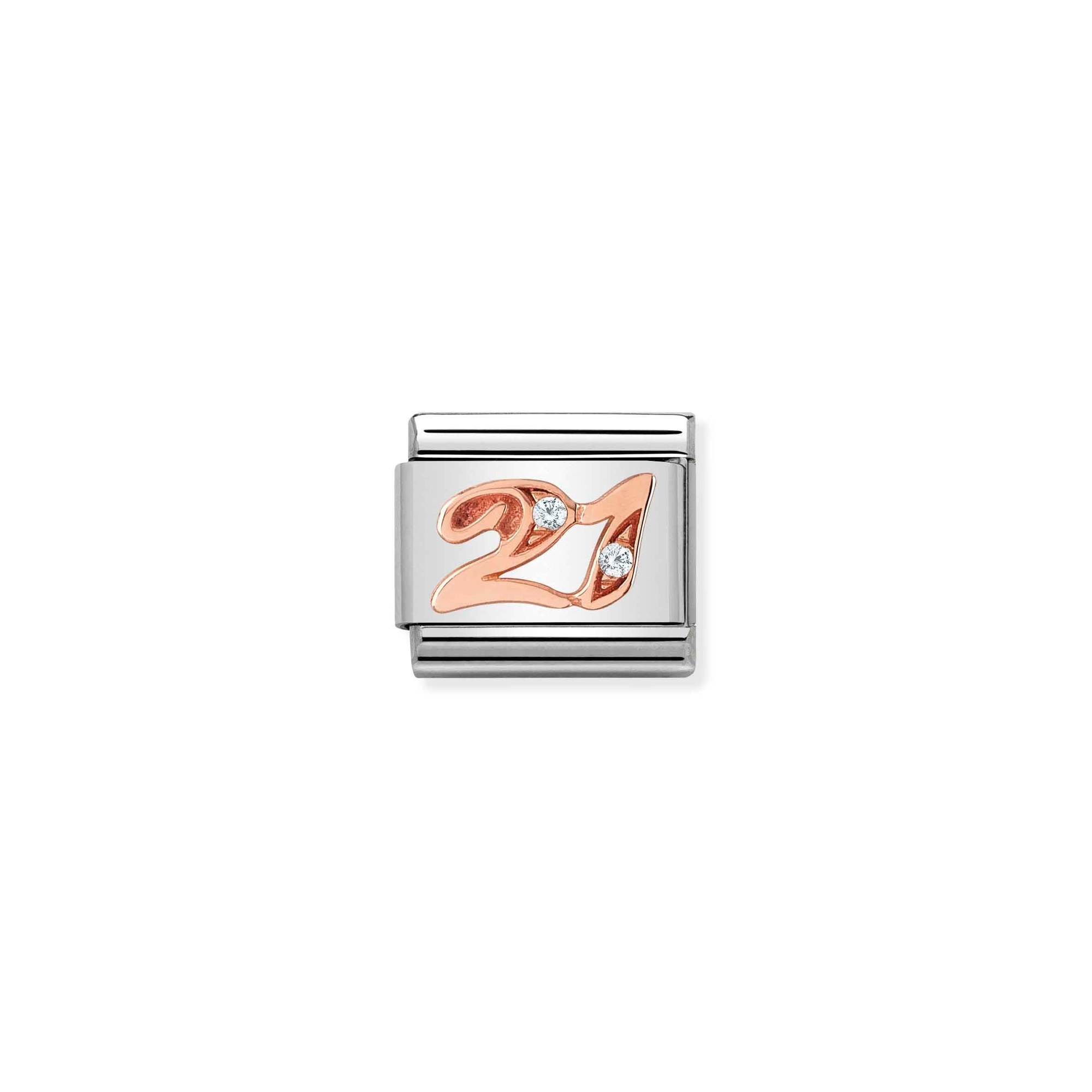Nomination Composable Classic Charm Zahl 21 - Edelstahl, Gold 375 Roségold, Zirkonia