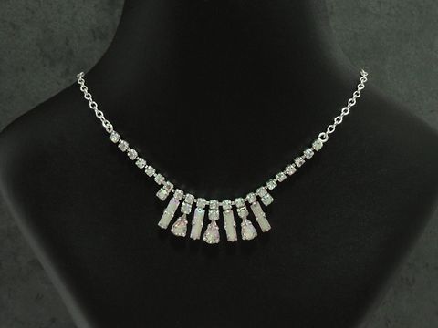 Strass Collier Kette klassisch bunt Schimmer 38-45 cm von Juwelier Harnisch aus Sterling Silber in silberfarben, elegant gestaltet mit funkelnden Strasssteinen.
