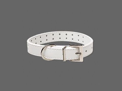 Halsband Größe S in Weiß aus echtem Leder mit einer Länge von 21,5 bis 26,5 cm, hergestellt von Juwelier Harnisch, ideal für Hunde und Katzen.
