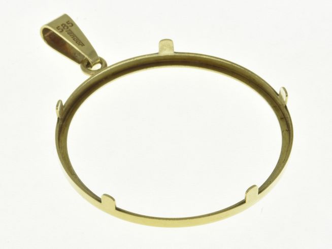 Münzfassung Anhänger aus 585 Gold, schlichtes Design, maximaler Durchmesser 32,1 mm für Münzen, hergestellt von Juwelier Harnisch, optimale Qualität und Verarbeitung.