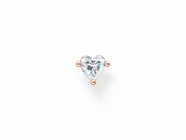 Thomas Sabo Ohrstecker in Herzform aus Sterling Silber, vergoldet in Roségold, mit Zirkonia. Elegantes Schmuckstück für stilbewusste Trägerinnen.