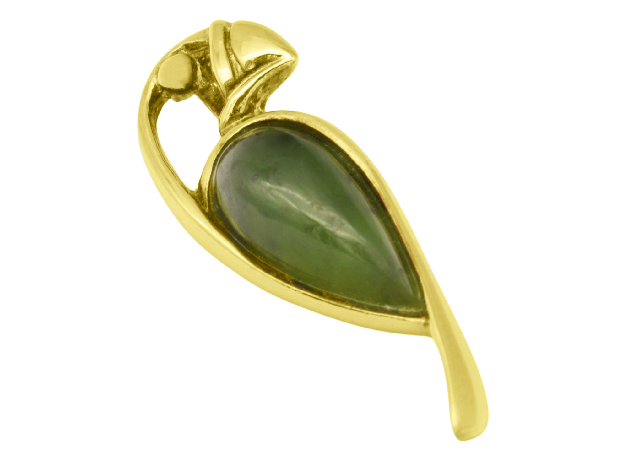 Anhänger Gold Jade - Gelbgold poliert - Jade Grün