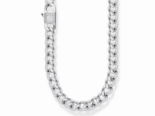 Eine elegante Thomas Sabo Kette aus Sterling Silber mit einem besonderen Anhänger, besetzt mit weißen Zirkonia, in einer Länge von 45 cm. Perfekt für jeden Anlass.