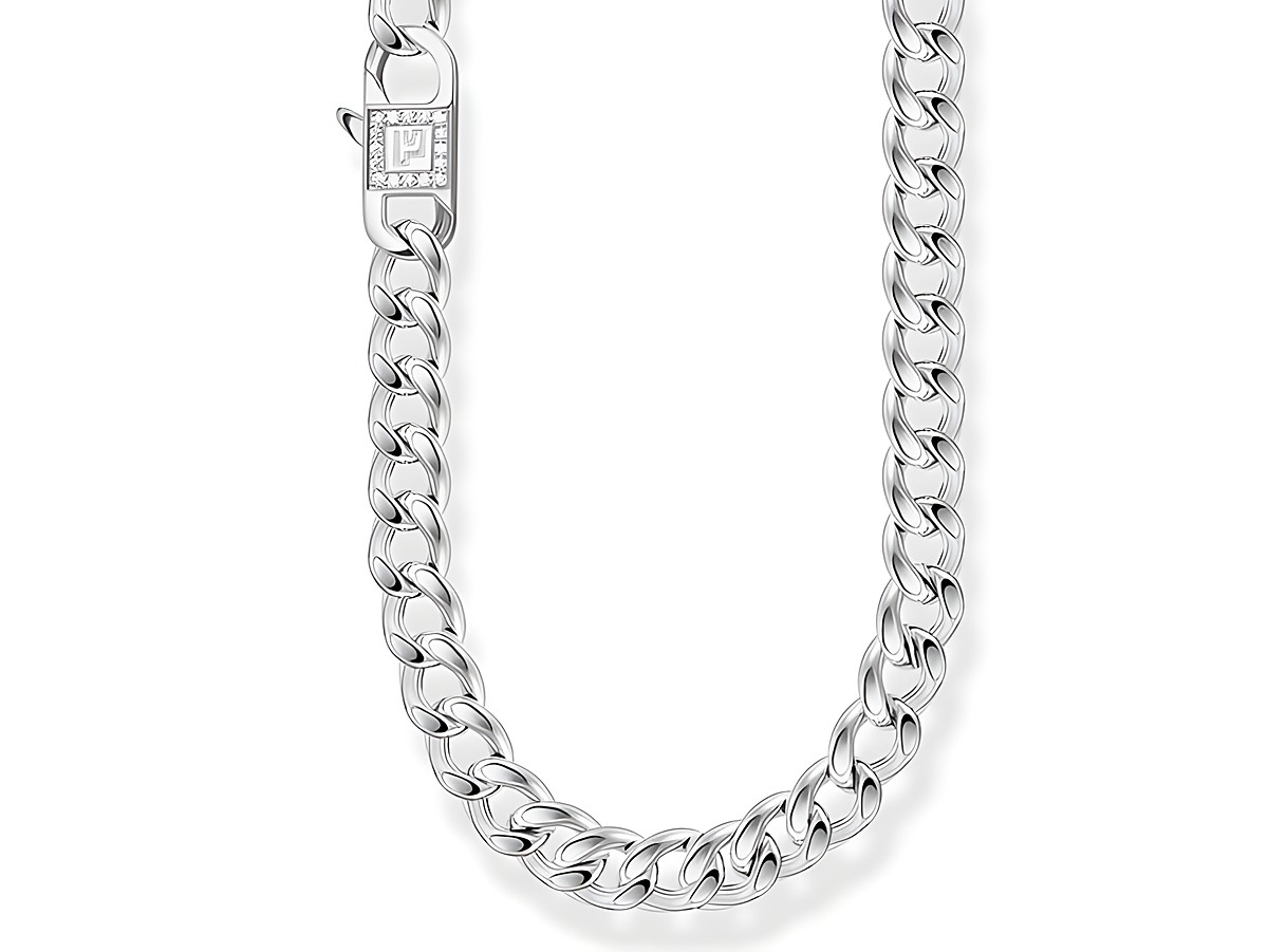 Eine elegante Thomas Sabo Kette aus Sterling Silber mit einem besonderen Anhänger, besetzt mit weißen Zirkonia, in einer Länge von 45 cm. Perfekt für jeden Anlass.