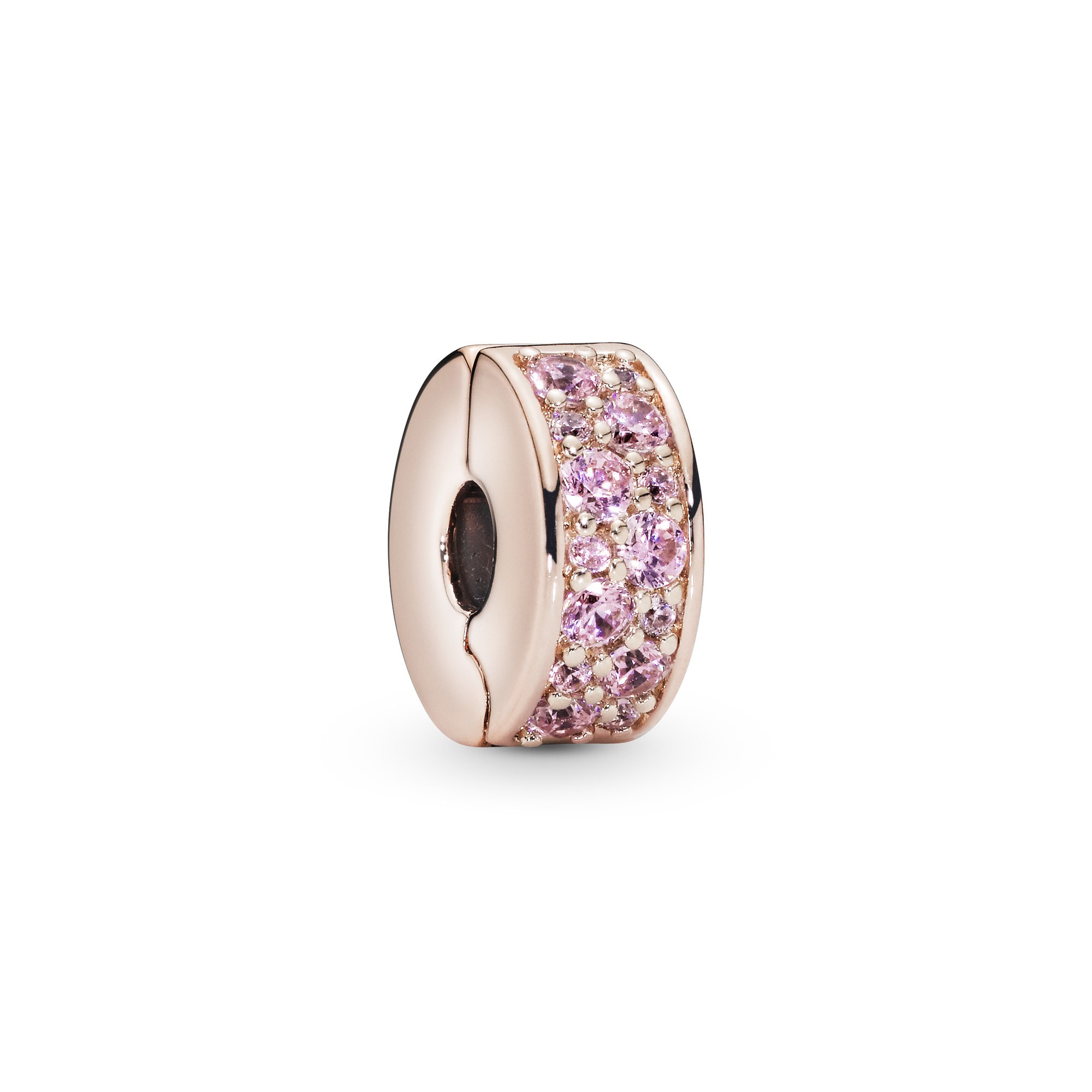 PANDORA Rosafarbener Pavé-Glanz - Clip Charm - PANDORA Rose