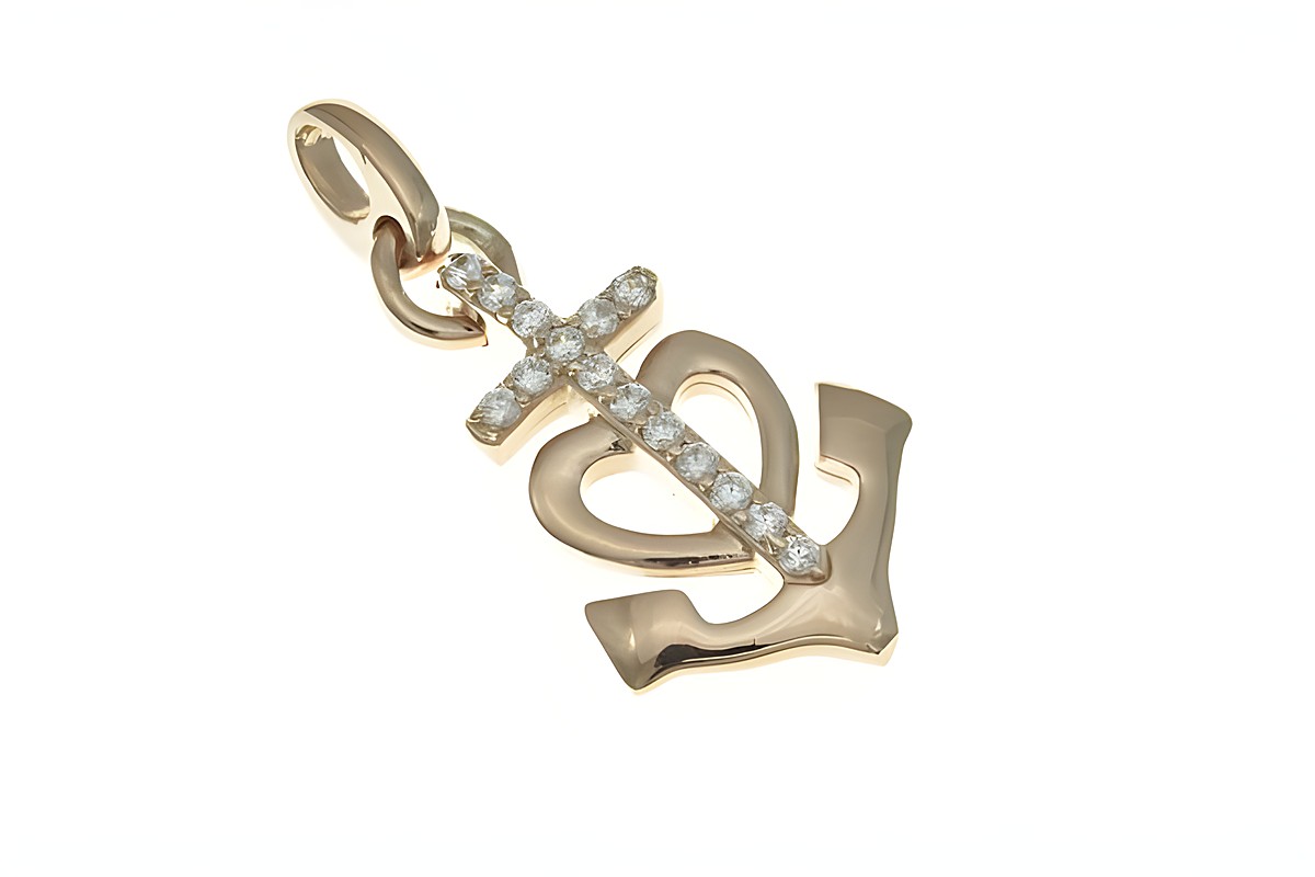 Glaube Liebe Hoffnung Anhänger aus Sterling Silber in Roségold mit Zirkonia, im maritimen Design, gefertigt von Juwelier Harnisch, ideal für maritime Liebhaber.