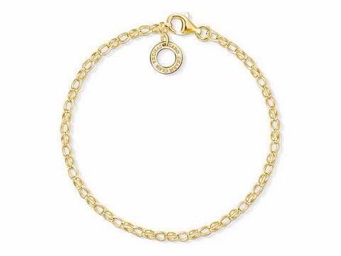 Armband aus Gelbgold von Thomas Sabo mit Charm-Club Design, ca. 15,5 cm lang, feine Gliederkette und markanter Verschluss mit Anhänger, stilvoll und elegant.