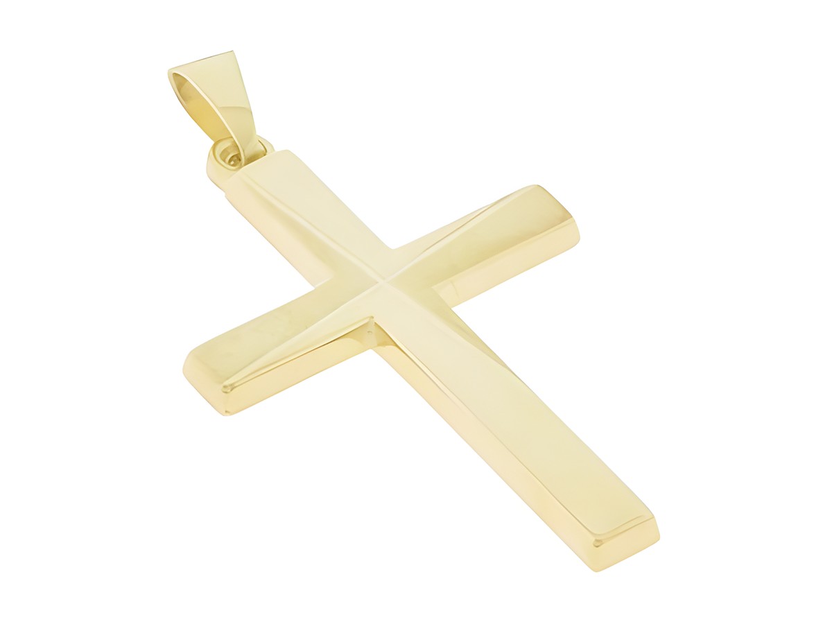 Gold Anhänger in Form eines Kreuzes, religiös, aus 333 Gold, Hersteller: Juwelier Harnisch, klassisches Design.