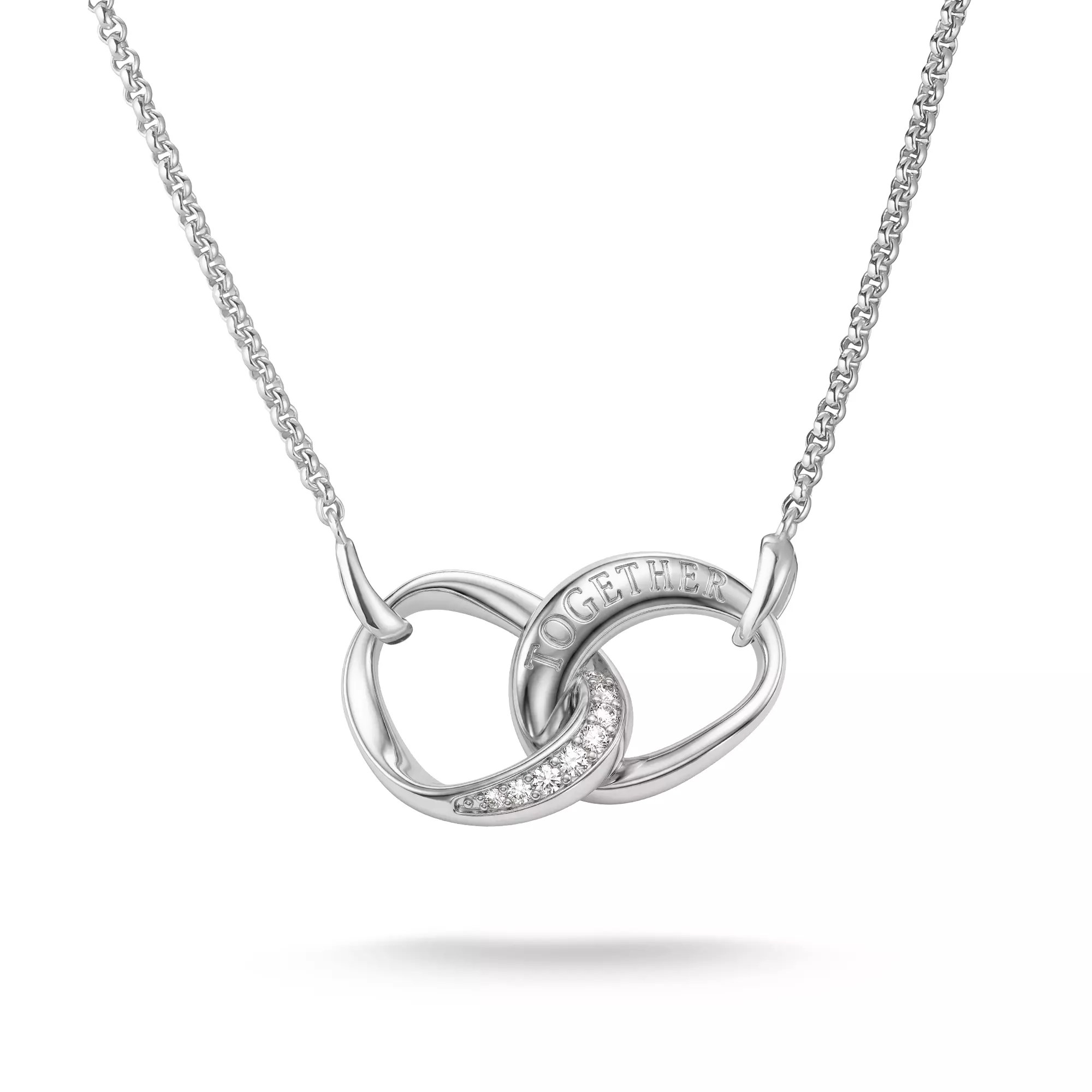 Thomas Sabo Kette Together mit weißem Zirkonia – Silber – verschlungene Ovale – 45 cm