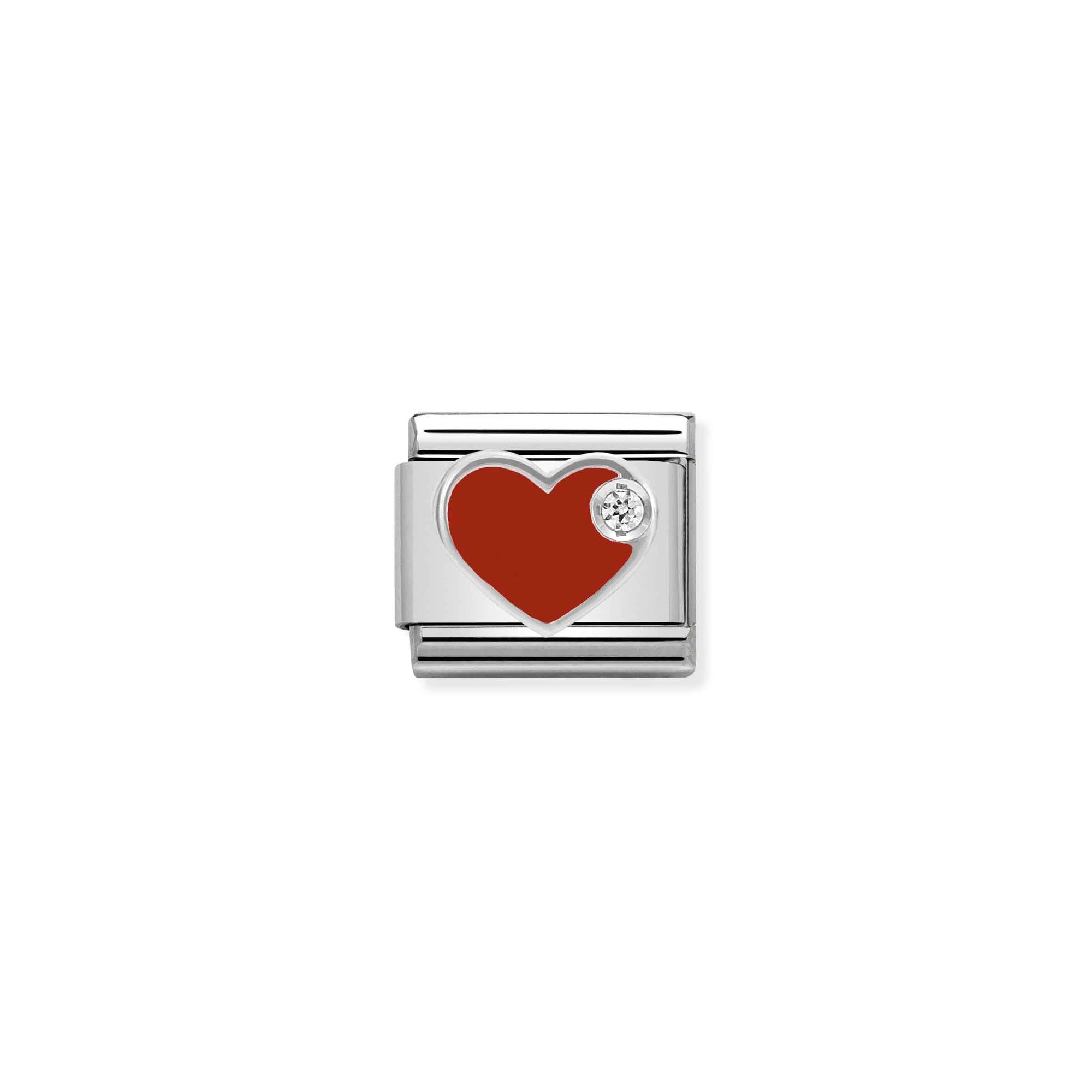 Nomination Composable Classic Charm Herz rot - Edelstahl, Sterling Silber, Emaille, Zirkonia