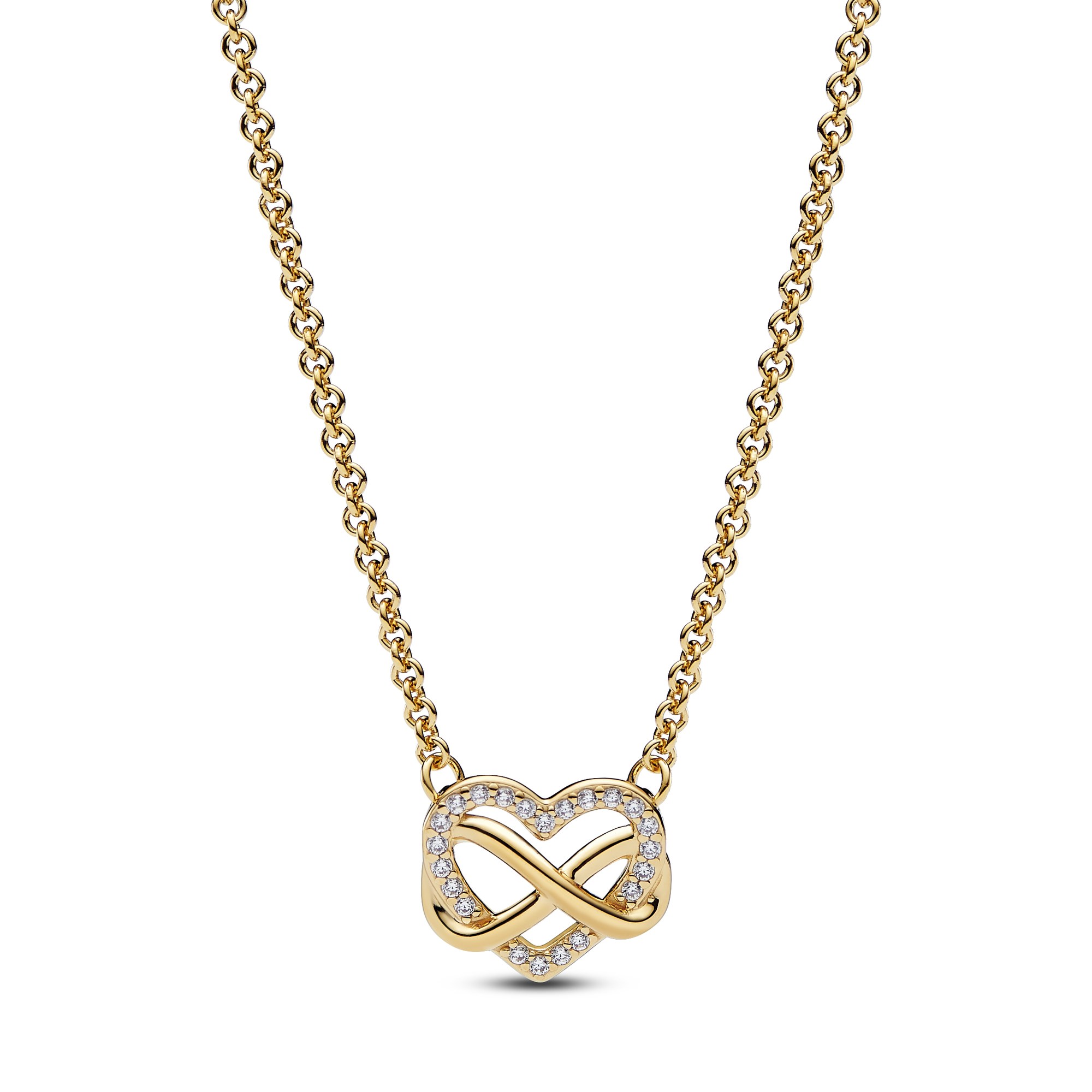 Pandora Funkelnde Unendlichkeits-Herz Collier-Halskette - Gelbgold Vergoldung - Zirkonia klar - 50 cm