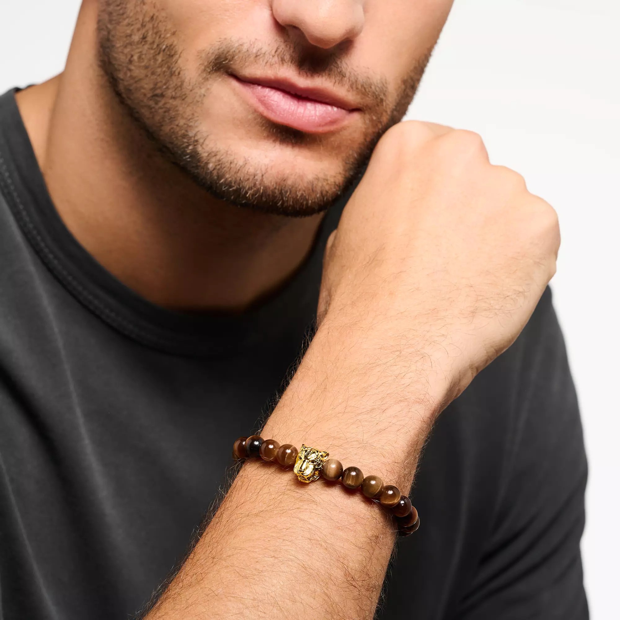 Thomas Sabo Armband Löwe Sterling Silber - vergoldet Gelbgold - Tigerauge - Zirkonia - 18 cm – Ansicht 2