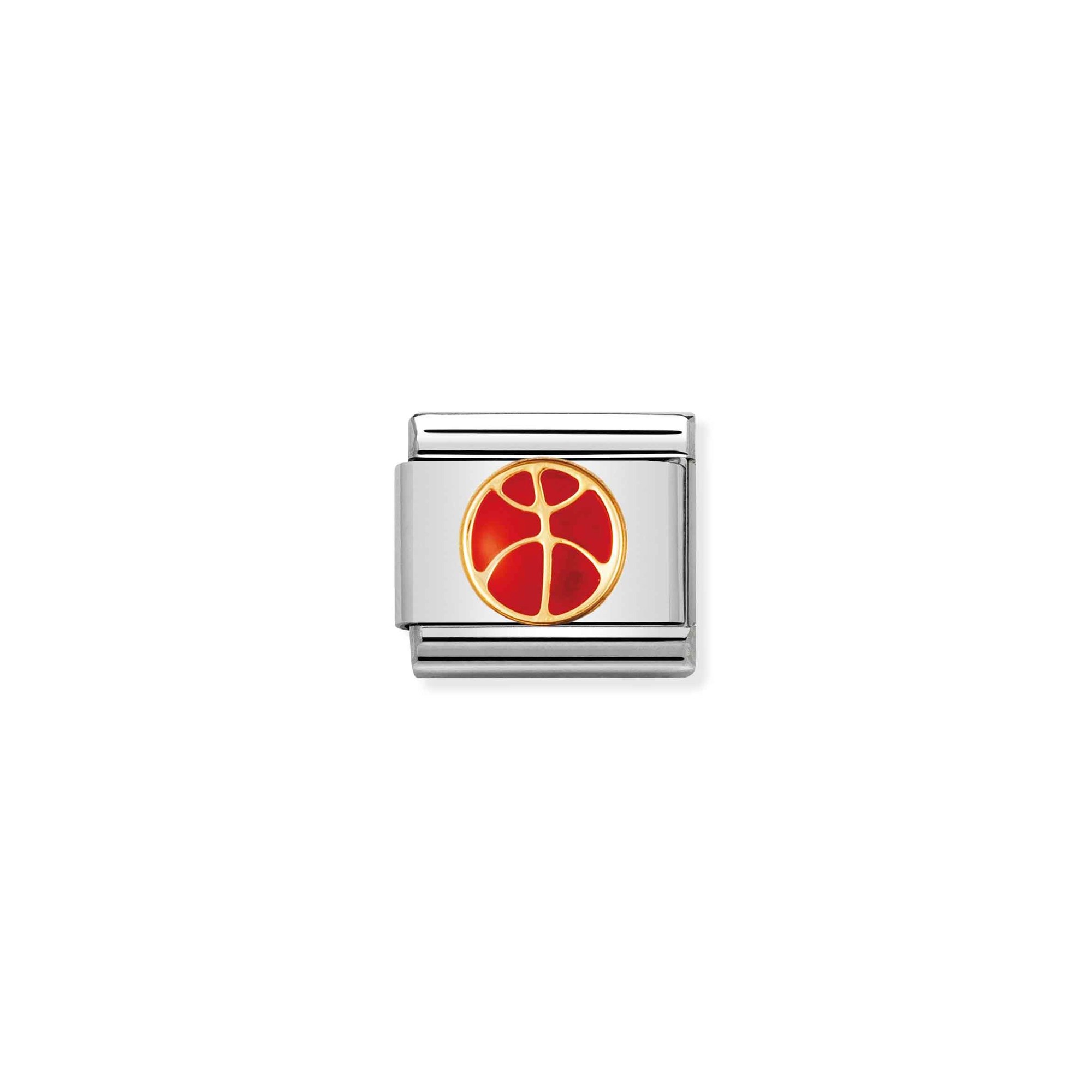 Nomination Composable Classic Charm Basketball - Edelstahl, Gold 750 Gelbgold, Emaille