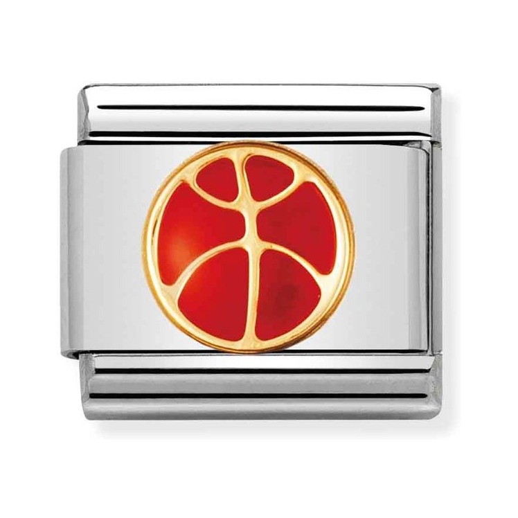 Nomination Composable Classic Charm Basketball - Edelstahl, Gold 750 Gelbgold, Emaille