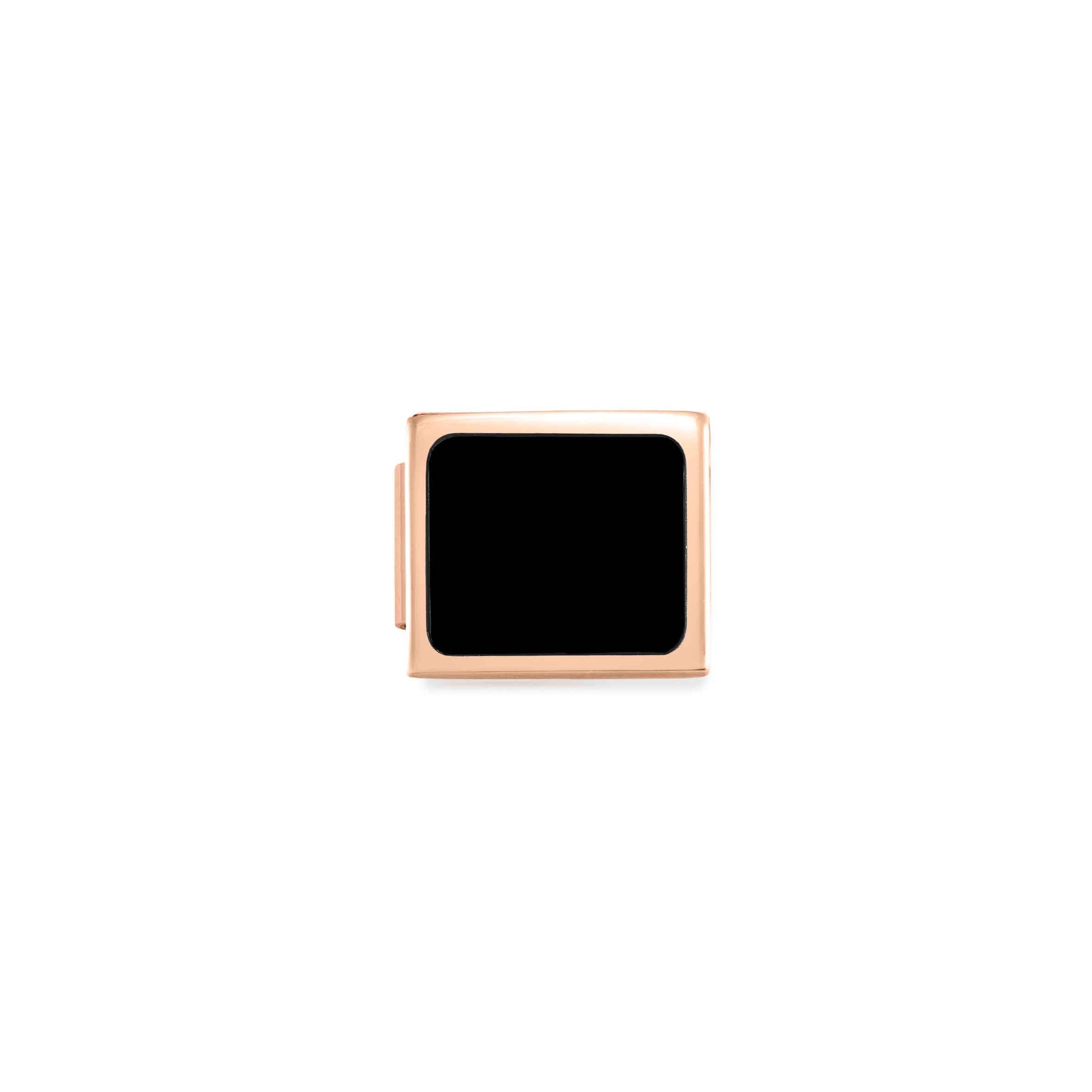 Nomination Classic GLAM Link Edelstahl mit Steinen Fin Roségold - Onyx Viereck