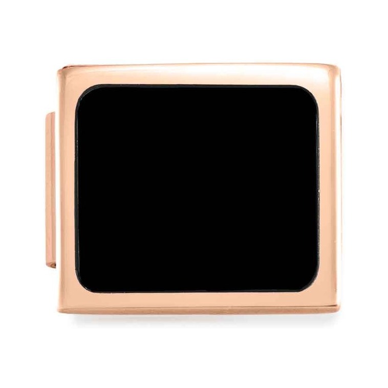 Nomination Classic GLAM Link Edelstahl mit Steinen Fin Roségold - Onyx Viereck