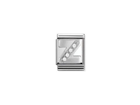 Sterling Silber Nomination Big Buchstabe Z mit Zirkonia verziert. Elegantes Design, ideal für Armbänder. Hersteller Nomination BIG Silber, Artikelnummer Z 332301 26.