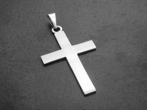 Kreuz mattiert 925 Sterling Silber Anhänger, Hersteller Juwelier Harnisch, schlichtes und elegantes Design, ideal als modisches Accessoire oder Geschenk.