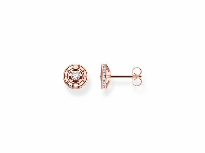 Ohrstecker von Thomas Sabo H2062-416-14 aus vergoldetem Roségold mit Zirkonia in Weiß, angesagtes Design und eleganter Glanz für stilvolle Akzente.