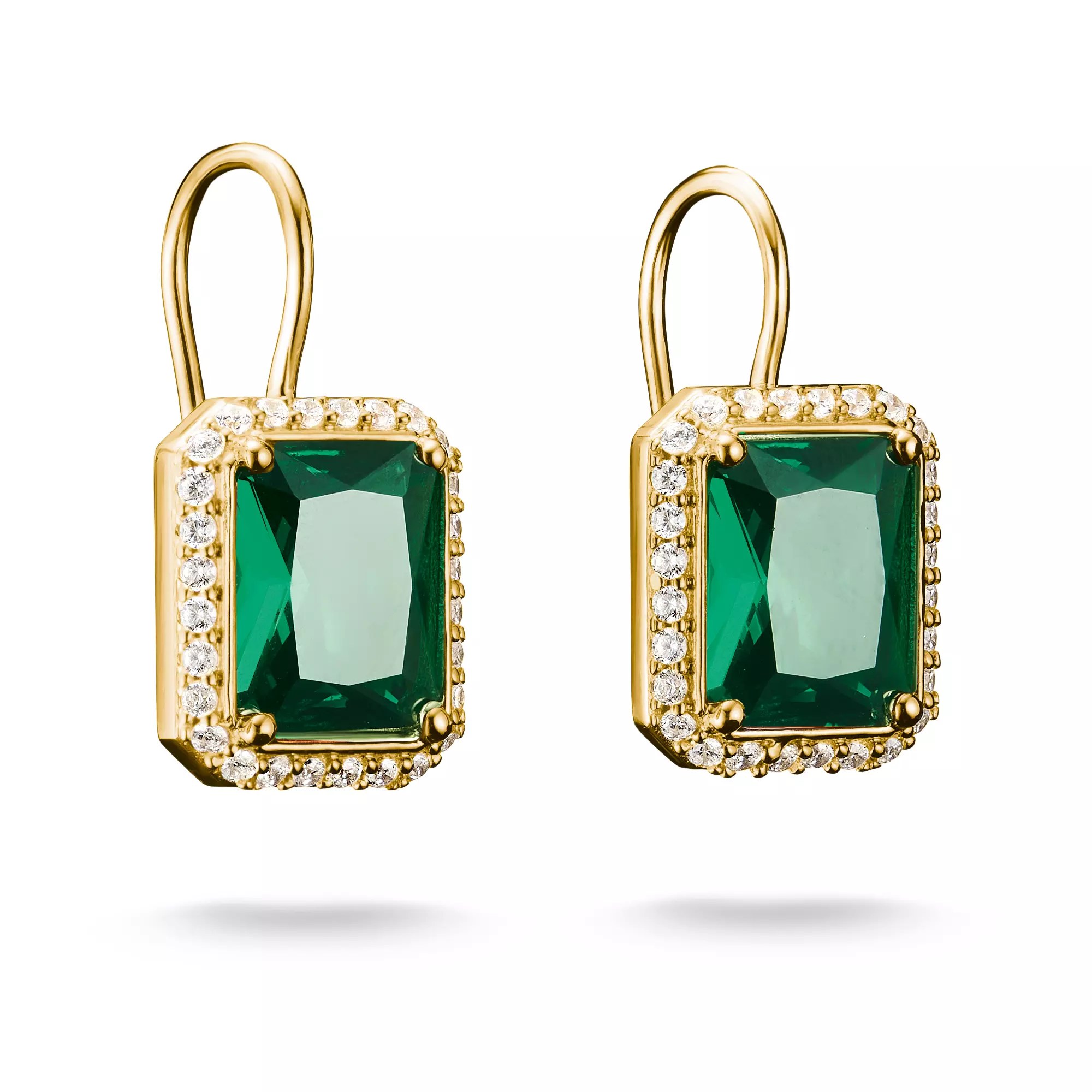 Thomas Sabo Ohrringe Grüne Achteckige Steine 18k Vergoldung – ELYNDRA – Silber – Zirkonia – Ansicht 2