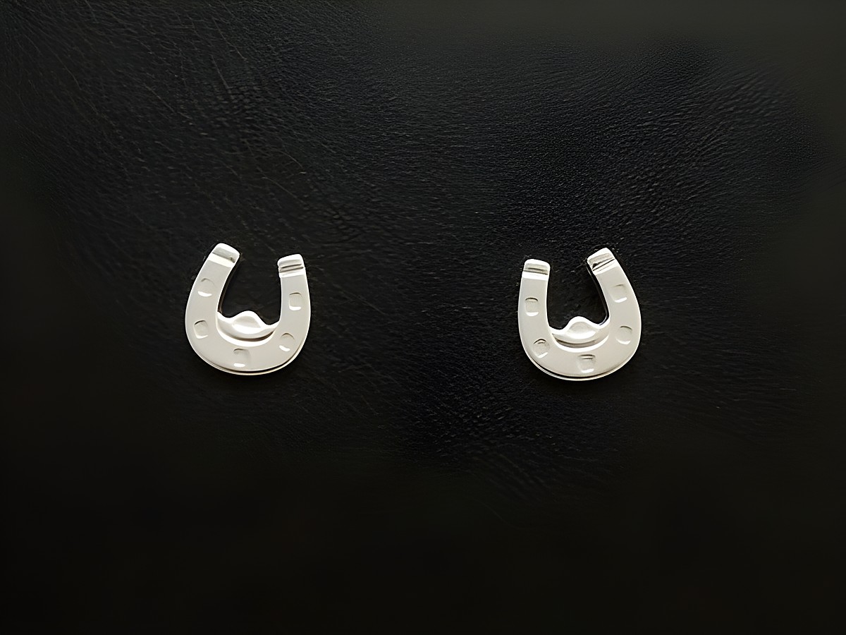Hufeisen Ohrstecker aus Sterling Silber von Juwelier Harnisch, amulettartige Kinderaccessoires, die als Glücksbringer fungieren. Ideal für kleine Ohren und besondere Anlässe.