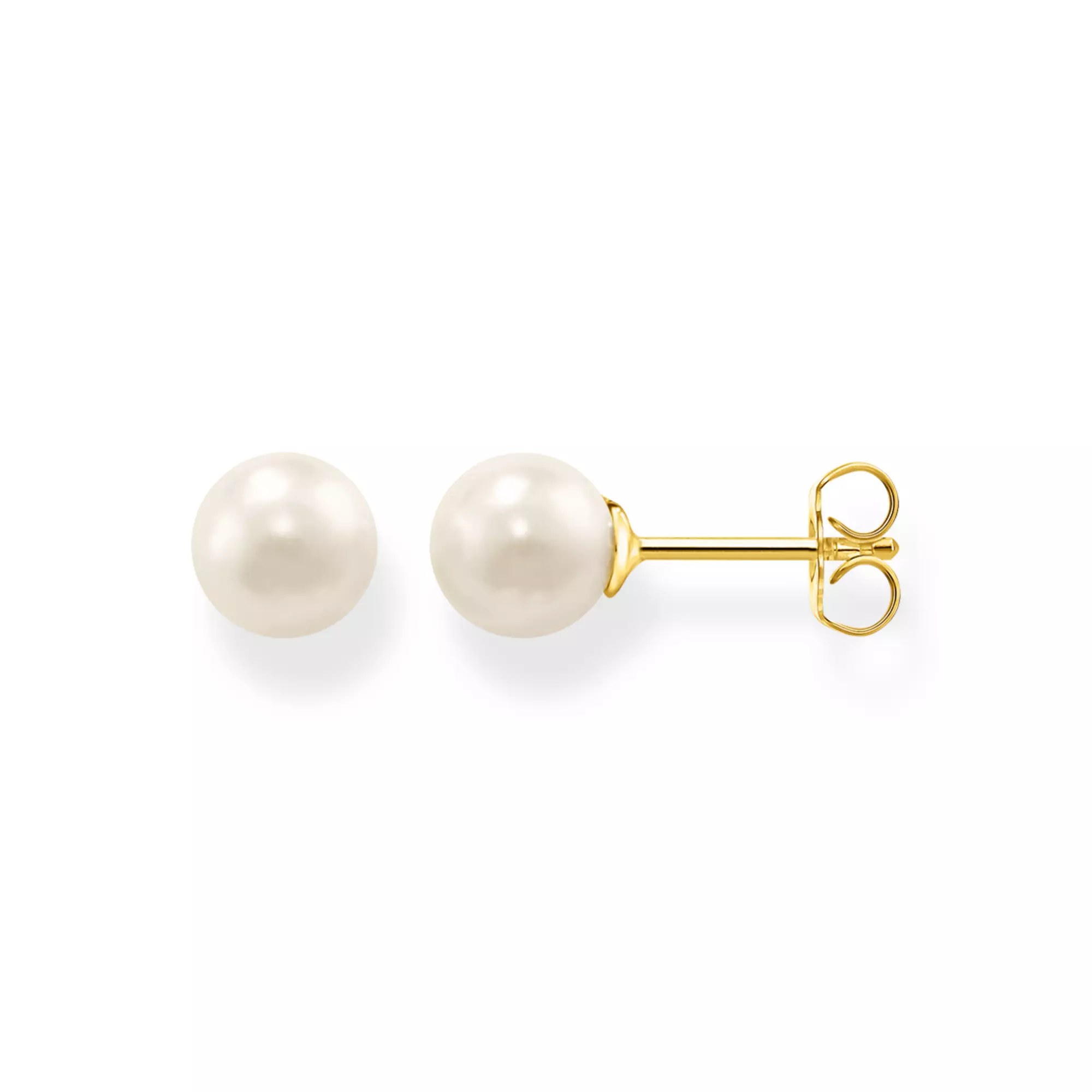 Thomas Sabo Ohrstecker - Sterling Silber - verg. Gelbgold + Süßwasserzuchtperle weiß